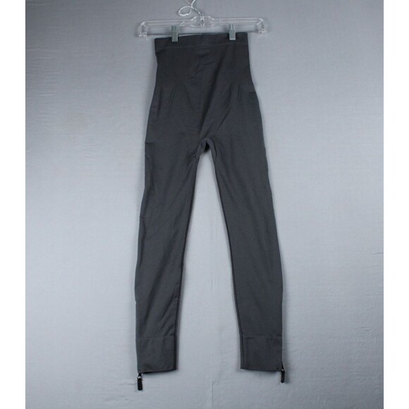 Rhonda Shear Flat Front Legging Gray Zipper Accents Bottom Hem Yoga Running - Picture 1 of 12